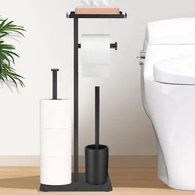 Produktbild von Stehendes Toilettenpapierhalter-Set schwarz matt Edelstahl