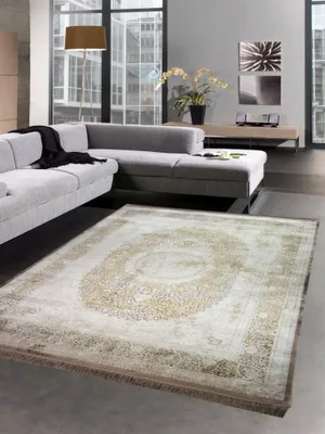 Produktbild von Teppich Luxus Designerteppich mit Naturfasern beige braun Größe - 160x230 cm
