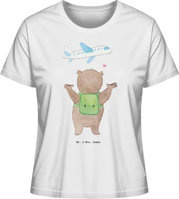 Produktbild von Mr. & Mrs. Panda Shirt Damen Bär Reisen Größe S - Weiß - Geschenk, Oberteil, Weltreise, Frauen T-Shirt, Baumwoll, Urlaube, Urlaub, Auslandsjahr, Reisebüro, für