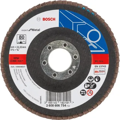 Produktbild von Fächerschleifscheibe X551 Expert for Metal, gewinkelt, 115 mm, 80, Glasgewebe