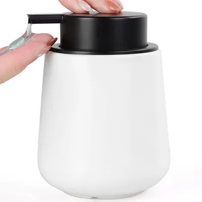 Immagine prodotto di Distributore di sapone in Vetroceramica, bianco, ricaricabile, da 350 ml, per cucina e bagno