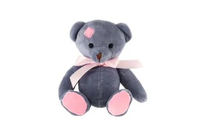 Obrázek produktu pro Medvěd sedící s růžovou mašlí plyš 18cm modrý 0+