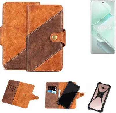 Produktbild von K-S-Trade Handyhülle Schutzhülle Bookstyle Case Wallet-Case kompatibel mit Vivo V40e Cover Klapphülle Kantenschutz Smartphone dunkelbraun braun 1x
