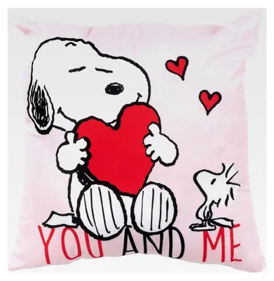 Produktbild von Snoopy Kissen, Kopfkissen 40x40 cm, Rosa, Sofakissen You and Me, Dekokissen für Fans