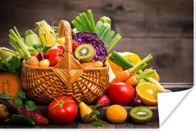 Produktbild von MuchoWow® Poster Obstkorb - Obst - Gemüse 90x60 cm - Schlafzimmer