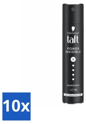 Produktbild von 10 x Taft Power Invisible Haarspray - Unsichtbarer Halt - 250 ml - Vorteilspackung - 10 Stücke