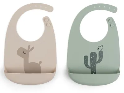 Image de Done by Deer Bavoirs en silicone Lot de 2 Lalee Sable/Vert