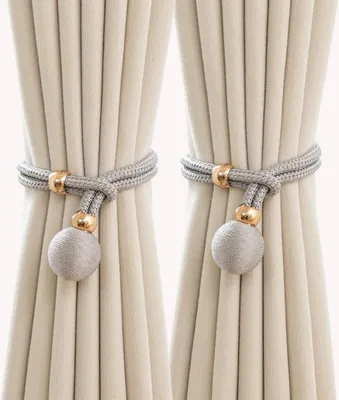 Immagine prodotto di INF Set di 2 fermatenda decorativi a sfera - Eleganti accessori per tende Grigio