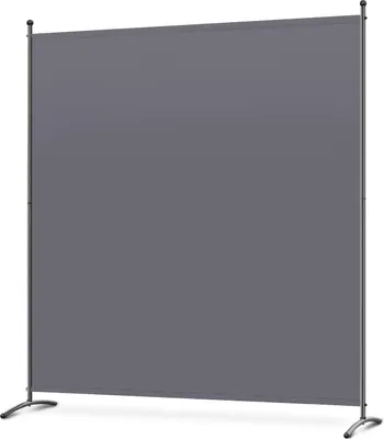 A gray room divider or privacy screen on a white background.