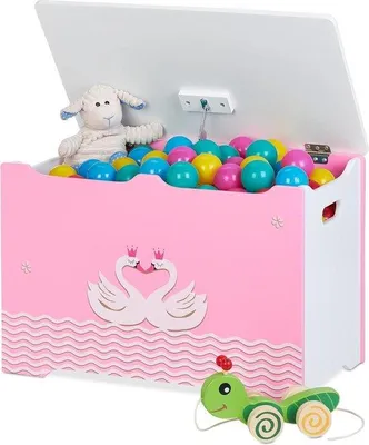 Produktbild von Spielkiste mit Deckel 40x60x34cm MDF Rosa/Weiß