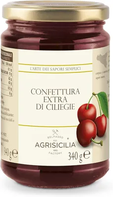 Immagine prodotto di Agrisicilia confettura di Ciliegie, frutta di alta qualità vaso da 340 grammi, ideale per crostate, dolci e formaggi semistagionati