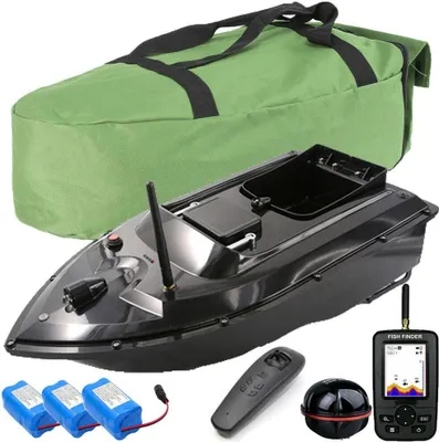 Produktbild von 500M Kabellos RC Köderboot Angeln Spielzeugboot Fischerköder Boot Futterboot+LCD Fischfinder,3 Batterien 5200mAh ,Handtasche