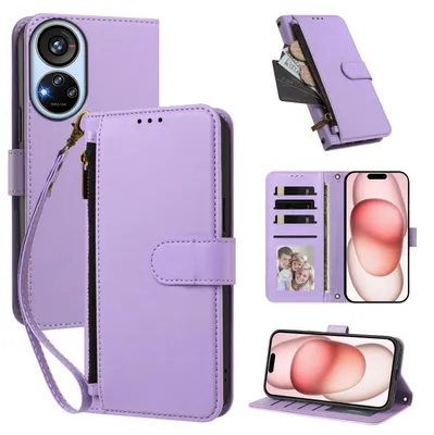 Produktbild von Geldbörse Hülle für ZTE Blade V40s, Kunstleder Handyhülle mit Kartenfächer, Ständer, Handschlaufe Violett