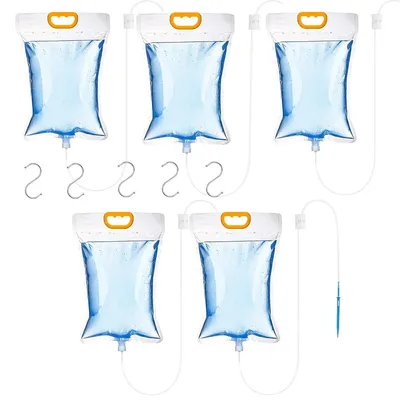 Produktbild von Pflanzenbewässerung 5er Set,3,5L Tropfbeutel mit Durchflussregler, Bewässerung Taschen mit S-Haken und Tropfventil für Innen und Außenbereich