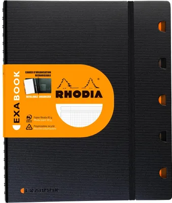 Produktbild von Rhodia 6x ExaBook mit Doppelspirale A4+ kariert 80Bl 90g - Schwarz 132142C