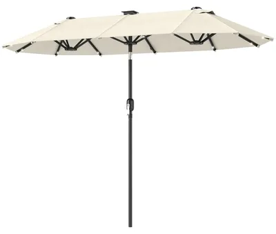 Produktbild von Outsunny Sonnenschirm, 292 x 218cm Doppelsonnenschirm Gartenschirm mit LED Stahl