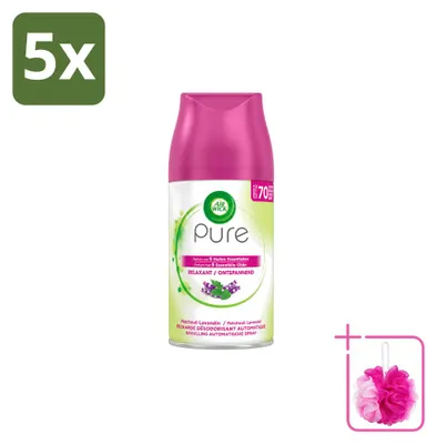 Imagen del producto de 5 unidades de recambios para ambientador automático Air Wick Freshmatic, aroma relajante, 250 ml, pack ahorro