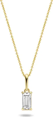 Produktbild von Neu Bling 9NBG-0238 Gouden Ketting met Hangertje - Dames - Zirkonia - Baguette - 6 x 3 mm - Ankerhaken - 39 + 3 + 3 cm - 14 Karat - Goud