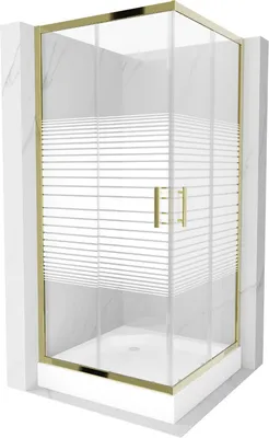 Zdjęcie produktu dla Mexen Rio kabina prysznicowa kwadratowa 90 x 90 cm, pasy, złota + brodzik Rio, biały - 860-090-090-50-20-4510