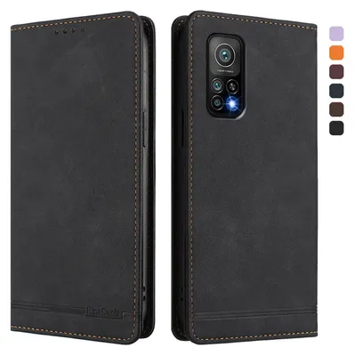 Obrázek produktu pro Pouzdro pro Xiaomi Mi 10T / Mi 10T Pro, retroPolyuretankožené flip pouzdro s stojánkem a přihrádkami na karty Černý