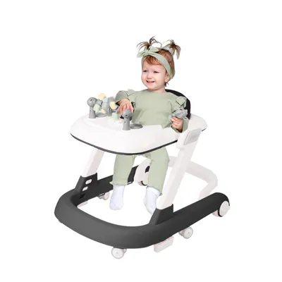 Produktbild von 2 in 1 Lauflernhilfe Babywalker Spiel- und Lauflernwagen Gehfrei Babywippe mit Musik,Spielecenter,Klappbar Laufhilfe babys ab 6 Monaten Schwarz