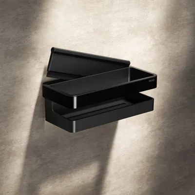 Image de Étagère de douche Keuco VIA23, gamme Black Selection, avec raclette intégrée