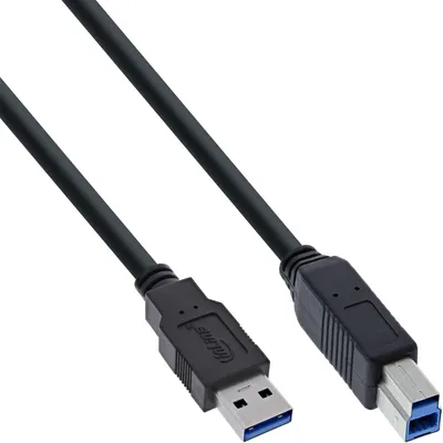 Produktbild von InLine® USB 3.2 Gen.1 Kabel, A an B, schwarz, 3m