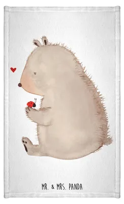 Produktbild von Mr. & Mrs. Panda Handtuch Bär Marienkäfer - Weiß - Geschenk, Gästetuch, Liebe, Motivation, Kleines, Das Leben Ist schön, gäste wc, Teddy, Klein, Freiheit