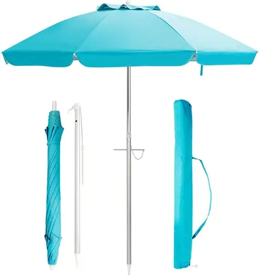 Immagine prodotto di KOMFOTTEU Ombrellone da spiaggia 200 cm, ombrellone da giardino con protezione UV 50+, ombrellone da spiaggia pieghevole e leggero, ombrellone da balcone con borsa per il trasporto, ombrellone da terrazza per l'outdoor e il campeggio