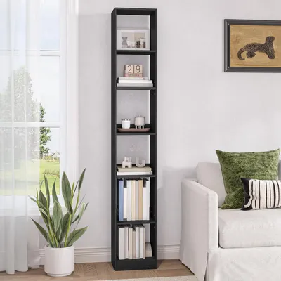 Immagine prodotto di Libreria a 6 ripiani, modello a cubo, dimensioni 24 x 30 x 183 cm, colore nero