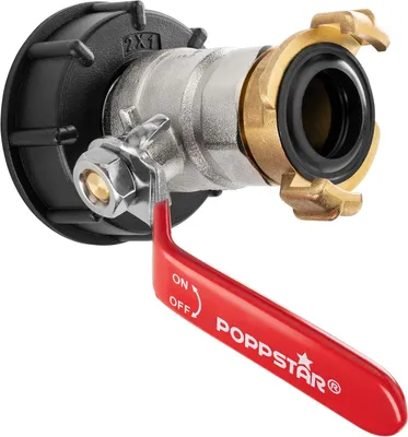 Image de Robinet pour conteneur IBC avec raccord Geka (1 pouce). Robinet pour conteneur IBC avec couvercle de réservoir d'eau et raccordement pour tuyau