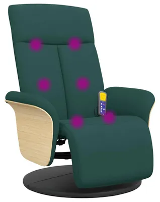 Obrázok produktu pre vidaXL Masážne kreslo s podnožkou tmavozelená látka