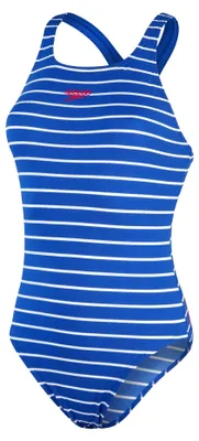 Image de Speedo - Maillot de bain "Eco Endurance Medalist" pour femmes, modèle IG4680 (taille 44 DE), couleur bleu/blanc