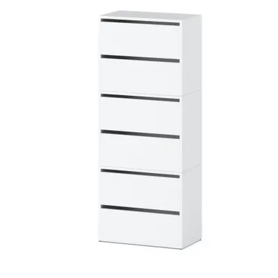 Produktbild von STIV Möbel | Schuhschrank 3-teilig mit Klappen | Weiß Matt | 60x36x150 cm | modular erweiterbar | modern & platzsparend
