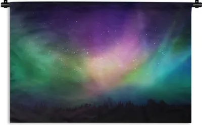 Produktbild von MuchoWow® Wandteppich Wandbehang Nordlichter - Himmel - Nacht 60x40 cm Tapisserie Dekoration Wandtuch - Wanddekorationen