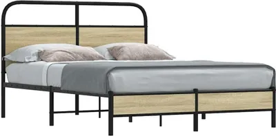 Produktbild von "2026 Promotion" Bettgestell moderne - ohne Matratze - 140x200 cm - Sonoma-Eiche Holzwerkstoff - Polsterbett CC25197