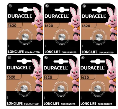 Obrázok produktu pre 6 x batéria Duracell 1620 (6 balení po 1 batérii) – 6 batérií (CR1620)