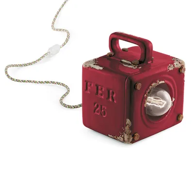 Produktbild von Vintage Industrielle kubische Eisen Keramik Bordeaux 1 Licht E27