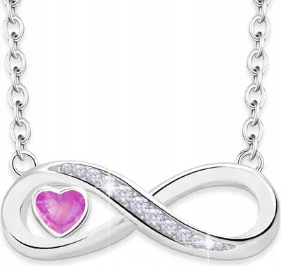 Image de Collier Infinity en argent avec cœur en cristal de zirconium, argent 925