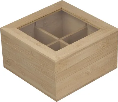 Produktbild von Teeaufbewahrungsbox aus Bambus mit Glasdeckel für 40 Teebeutel