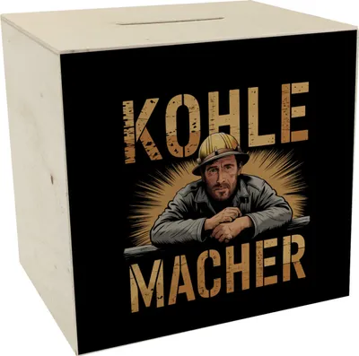 Produktbild von Kohlearbeiter - Kohlemacher Spardose aus Holz für Nostalgie-Fans