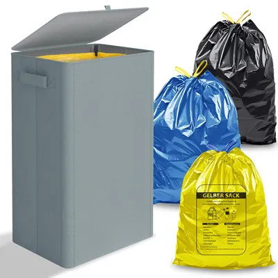 Image de Poubelle de 100 litres, avec couvercle, sacs jaunes, pour cuisine