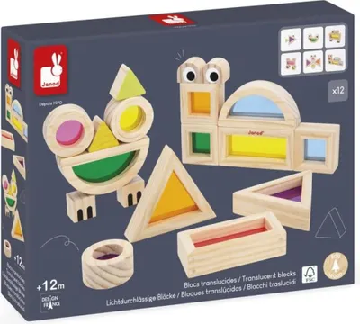 Obrázek produktu pro Sada senzorických stavebnic Janod - průhledné stavebnicedřevo