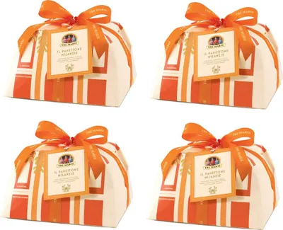 Produktbild von 4x Tre Marie Panettone Milanese Papierverpackung con canditi e uvetta mit kandierten Früchten,Rosinen und Zeder 1kg