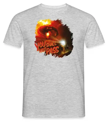 Produktbild von Spreadshirt Der Herr Der Ringe Gandalf Und Der Balrog Zitat Männer T-Shirt, 4XL, Grau meliert
