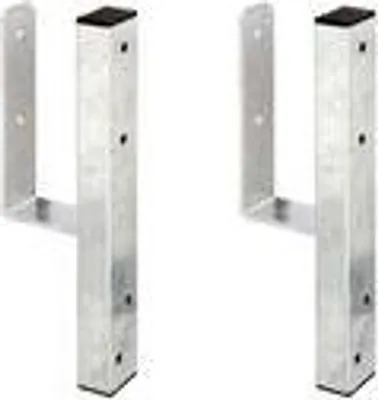 Image de Support de poteau en U Alberts pour bordures en L, destiné aux poteaux carrés, à visser, largeur intérieure 91 mm, hauteur 230 mm, hauteur totale 410 mm