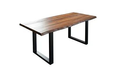 Produktbild von Esstisch Baumkante massiv Akazie nussbaum 160 x 85 schwarz LIAM