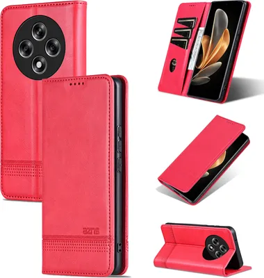 Image de Etui en cuir pour Oppo Reno12 F, étui portefeuille pliable avec fermeture magnétique et support Rose