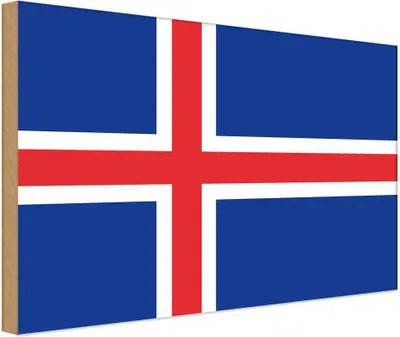 Produktbild von vianmo Holzschild 30x40 cm Islands Iceland Flagge Fahne Wappen