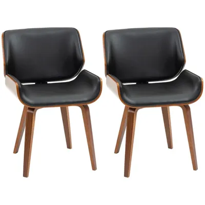 Produktbild von 2er-Set Vintage-Esszimmerstühle, Holz, Stoffbezug, Schaumstoff, Schwarz